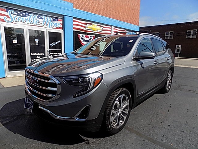 2020 GMC Terrain SLT in Satin Steel Metallic — front three-quarter view